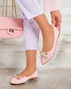 Royalfashion Baleriny damskie w szpic z ozdobą na nosku Figgda