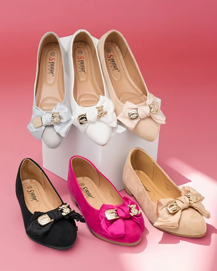 Royalfashion Baleriny damskie w szpic z kokardką Retripo