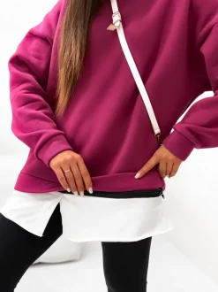 Royalfashion Bawełniana bluza damska z odpinanym dołem