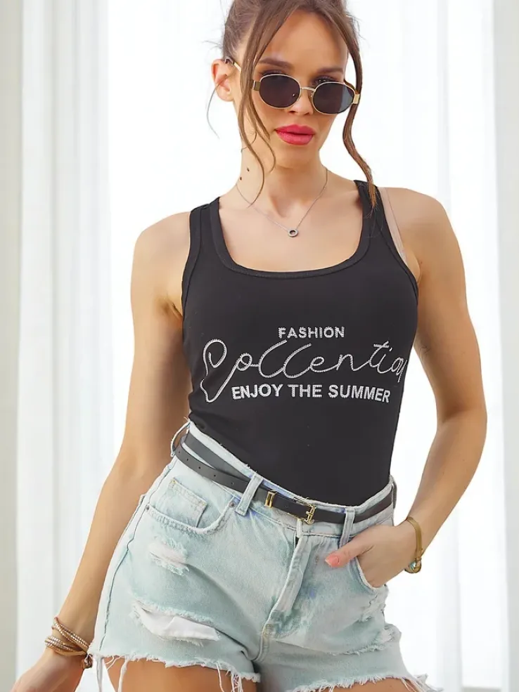 Royalfashion Bawełniana bluzka bokserka damska na ramiączkach Enjoy The Summer