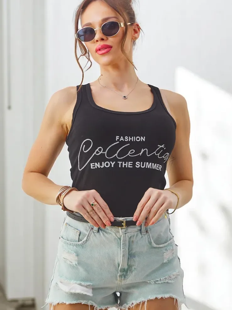 Royalfashion Bawełniana bluzka bokserka damska na ramiączkach Enjoy The Summer