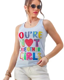 Royalfashion Bawełniana bluzka bokserka damska na ramiączkach z napisami