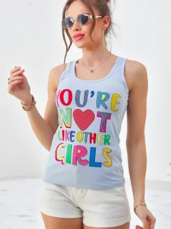 Royalfashion Bawełniana bluzka bokserka damska na ramiączkach z napisami