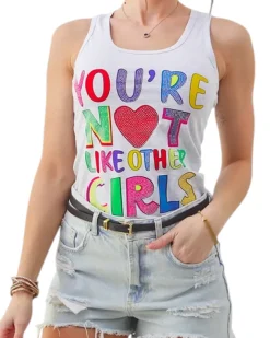 Royalfashion Bawełniana bluzka bokserka damska na ramiączkach z napisami