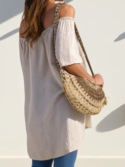 Royalfashion Bawełniana bluzka damska a'la hiszpanka z ozdobnymi guzikami