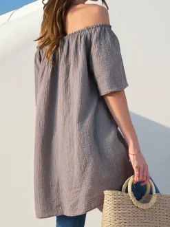 Royalfashion Bawełniana bluzka damska a'la hiszpanka z ozdobnymi guzikami