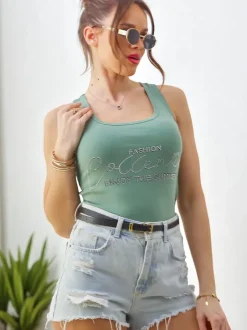 Royalfashion Bawełniana bluzka bokserka damska na ramiączkach Enjoy The Summer