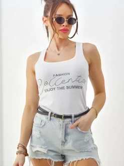 Royalfashion Bawełniana bluzka bokserka damska na ramiączkach Enjoy The Summer