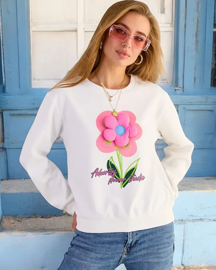 Royalfashion Bawełniana cienka bluza damska z printem