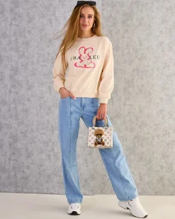 Royalfashion Bawełniana cienka bluza damska z printem