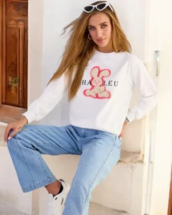 Royalfashion Bawełniana cienka bluza damska z printem