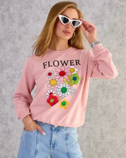 Royalfashion Bawełniana cienka bluza damska z printem