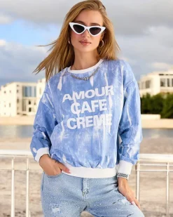 Royalfashion Bawełniana cienka bluza damska z printem