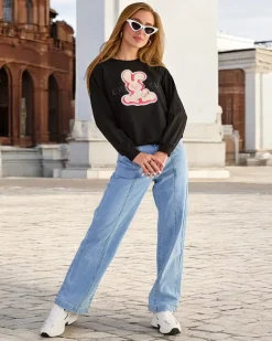 Royalfashion Bawełniana cienka bluza damska z printem