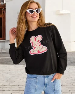 Royalfashion Bawełniana cienka bluza damska z printem