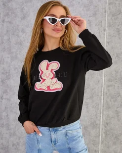 Royalfashion Bawełniana cienka bluza damska z printem