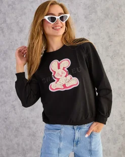 Royalfashion Bawełniana cienka bluza damska z printem