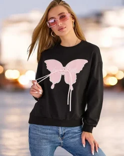 Royalfashion Bawełniana cienka bluza damska z printem