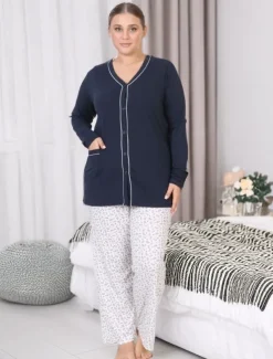 Royalfashion Bawełniana damska 2-częściowa piżama PLUS SIZE