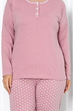 Royalfashion Bawełniana damska 2-częściowa piżama w kropki PLUS SIZE