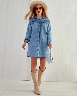 Royalfashion Bawełniana damska sukienka mini a'la jeansowa