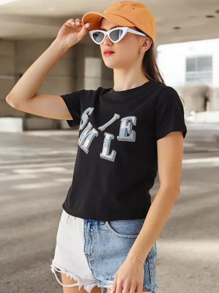 Royalfashion Bawełniana damska bluzka z napisem