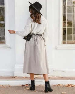 Royalfashion Bawełniana damska spódnica midi a'la sztruksowa