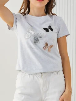 Royalfashion Bawełniana damska bluzka w motyle