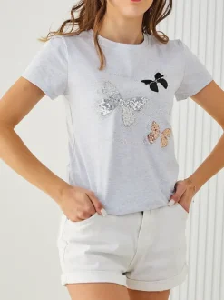 Royalfashion Bawełniana damska bluzka w motyle