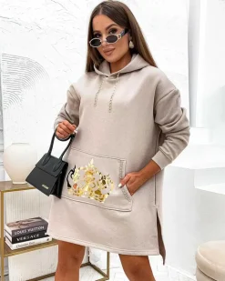 Royalfashion Bawełniana damska sukienka mini typu bluza