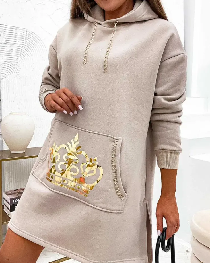 Royalfashion Bawełniana damska sukienka mini typu bluza