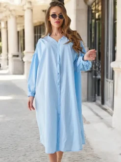 Royalfashion Bawełniana długa damska koszula a'la sukienka