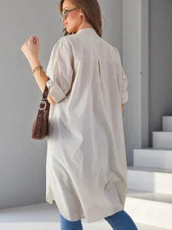 Royalfashion Bawełniana długa damska koszula oversize