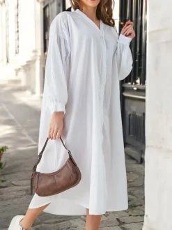 Royalfashion Bawełniana długa damska koszula a'la sukienka