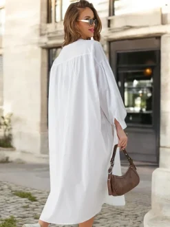 Royalfashion Bawełniana długa damska koszula a'la sukienka