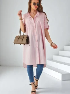 Royalfashion Bawełniana długa damska koszula oversize