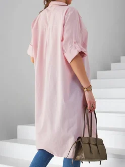 Royalfashion Bawełniana długa damska koszula oversize