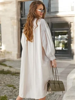 Royalfashion Bawełniana długa damska koszula a'la sukienka