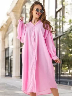 Royalfashion Bawełniana długa damska koszula a'la sukienka