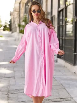 Royalfashion Bawełniana długa damska koszula a'la sukienka