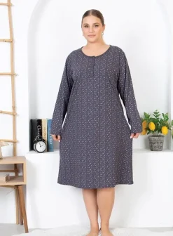 Royalfashion Bawełniana koszula nocna w kwiaty PLUS SIZE