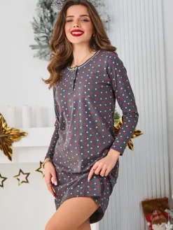 Royalfashion Bawełniana nocna koszula damska w gwiazdki