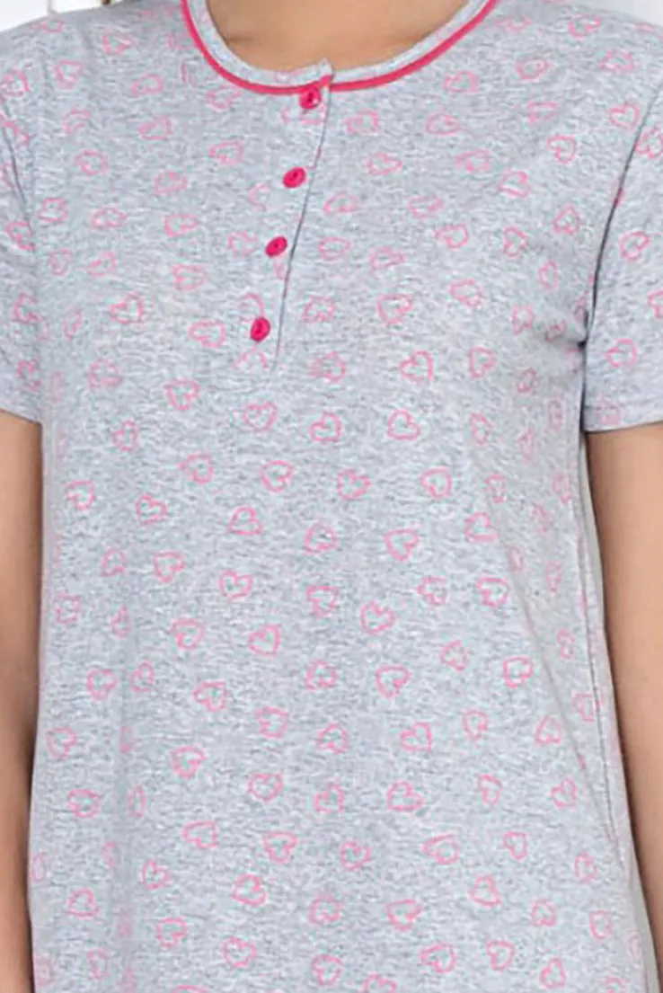 Royalfashion Bawełniana nocna koszula damska w serca