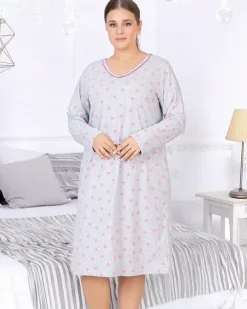 Royalfashion Bawełniana nocna koszula damska w serduszka PLUS SIZE
