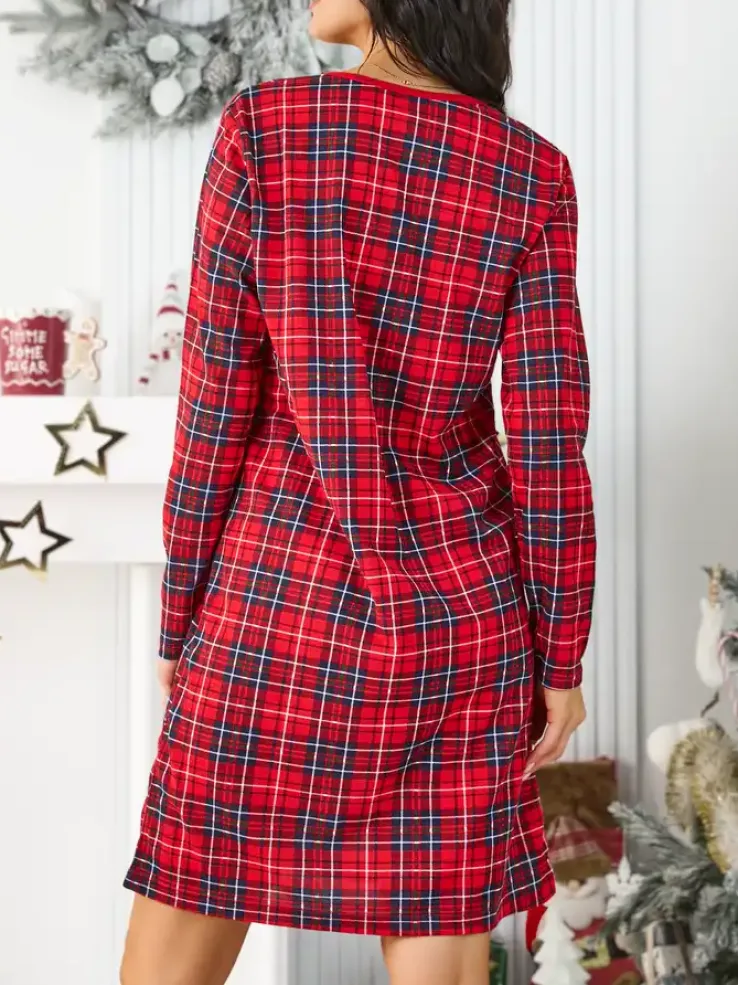 Royalfashion Bawełniana nocna koszula damska w kratkę