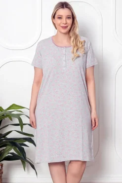 Royalfashion Bawełniana nocna koszula ciążowa i do karmienia w serduszka PLUS SIZE