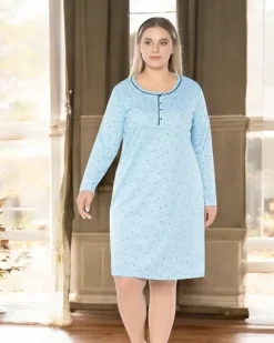 Royalfashion Bawełniana nocna koszula damska z printem PLUS SIZE