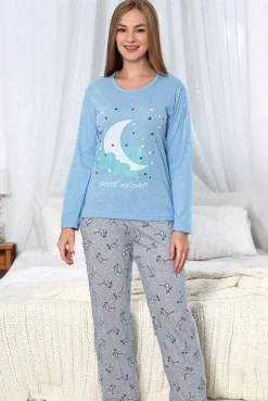 Royalfashion Bawełniana piżama damska w księżyce