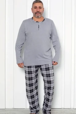 Royalfashion Bawełniana piżama męska w kratę PLUS SIZE