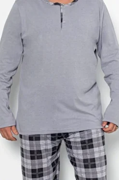 Royalfashion Bawełniana piżama męska w kratę PLUS SIZE